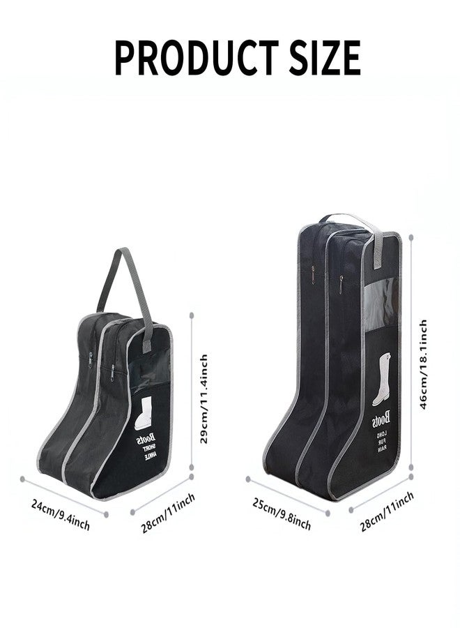 XPAPOV 2 Pack Portable Boots Storage Bag, Tall/Short Boot Carry Bag Boots Organizer, Shoe Bags for Storage and Travel Dust Proof Travel Shoe Bags for Packing (Black) - Image 2